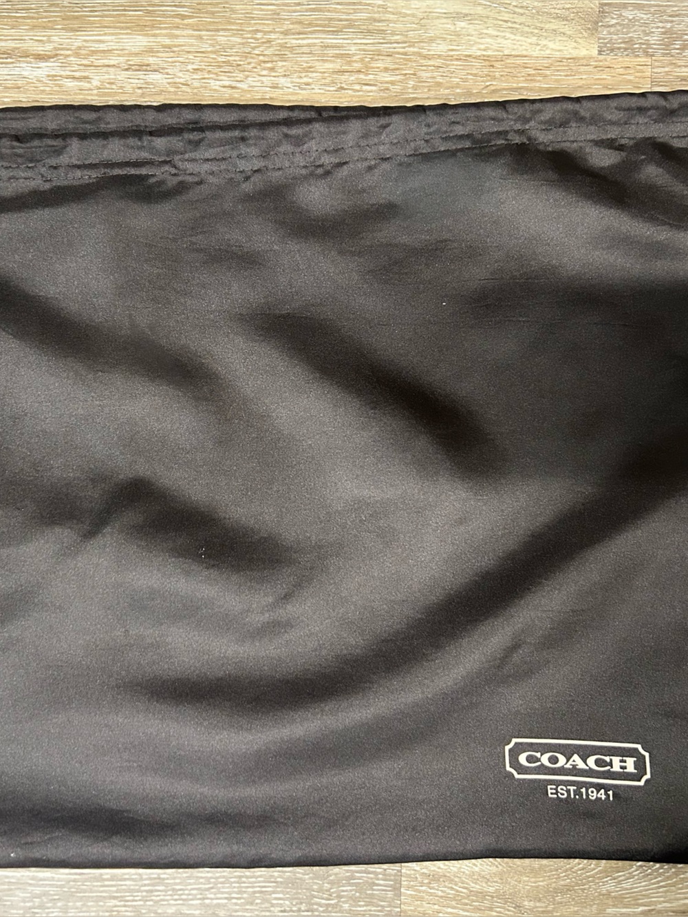 Coach Brown Dust Bag Sz M 19.5"x15" Gold Logo Drawstring Satin Purse Protective